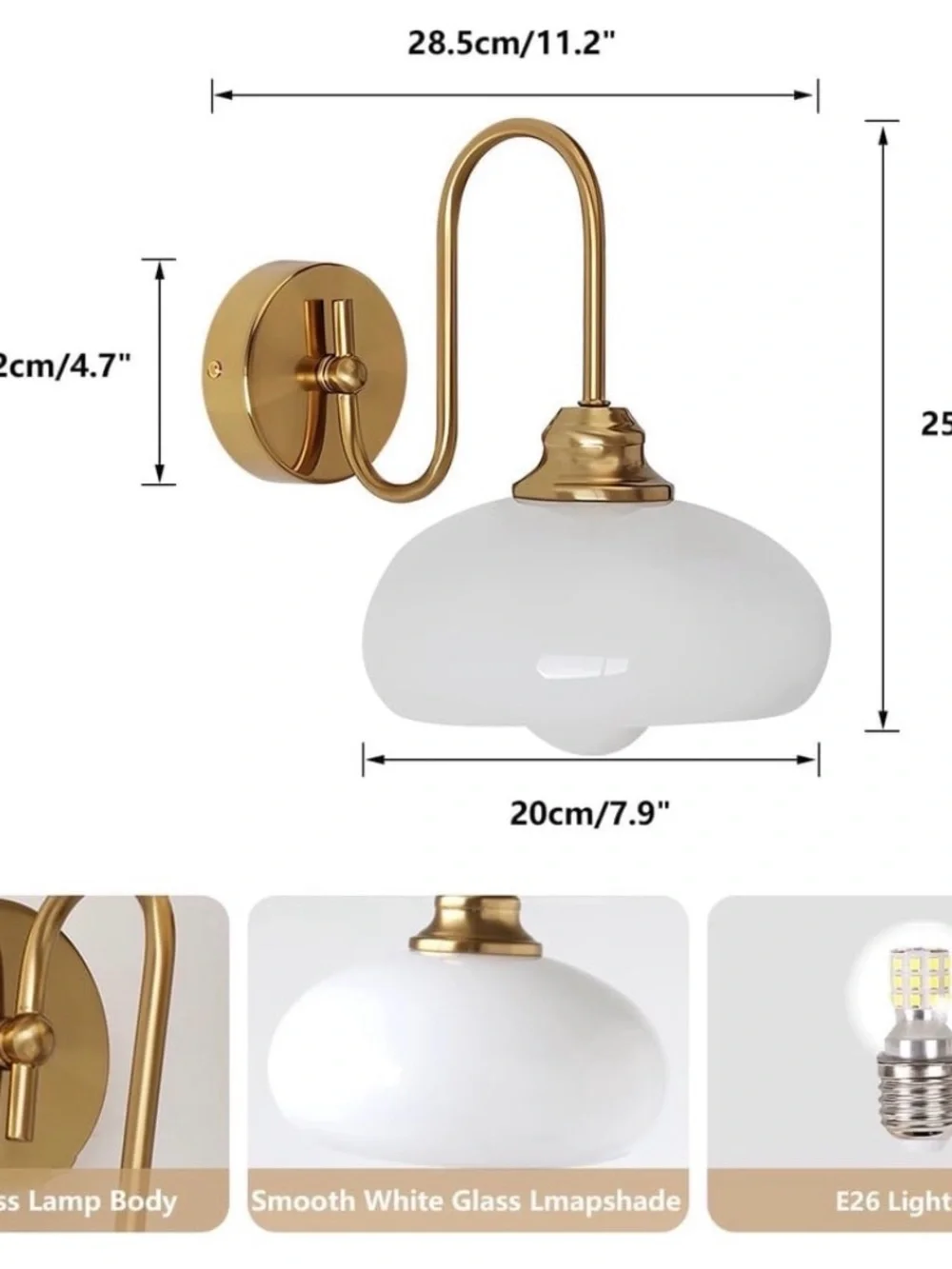 1-Light Vintage Bathroom Wall Sconces Gold Globe